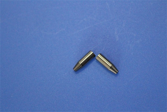 Close-up view of Φ2.3mm tungsten carbide nozzle showing precision machining